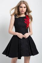 Jovani - 45122 Floral Accented High Low Dress