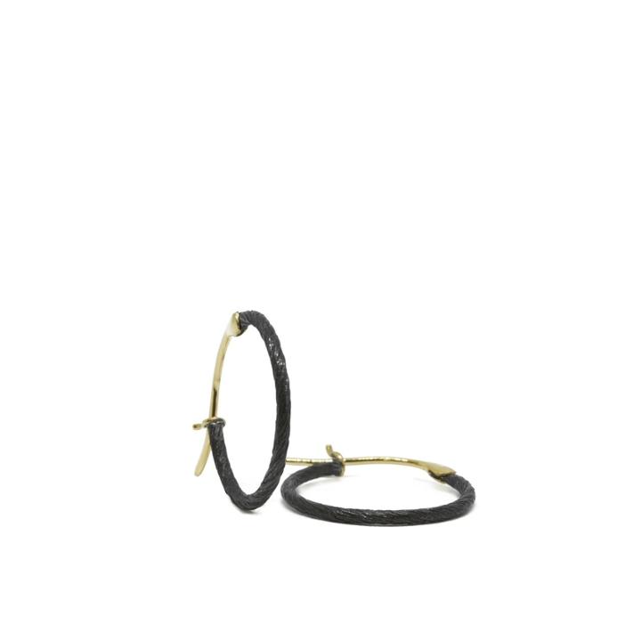 Nina Nguyen Jewelry - X-small 18mm Gold & Oxidized Hoops