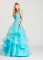 Ellie Wilde - Ew118095 Two Piece Lace Embellished Tulle A-line Dress