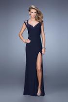 La Femme - 20555 Embellished Crystal Sleeves Jersey Gown