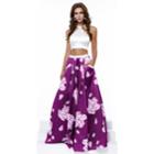 Two-piece Floral Halter Neck Long A-line Dress