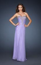 La Femme - 18347 Ornate Bodice Draped Gown