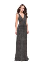La Femme - 25643 Strappy Plunging V Neck Slit Dress