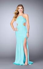 La Femme - Halter Cutout Detail Long Jersey Prom Dress 24009