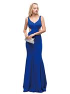 Dancing Queen - Bizarre V-neck Side Cut-out Floor Length Prom Dress 9627