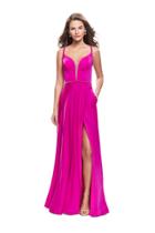 La Femme - 26329 Deep Sweetheart Neck Satin A-line Gown
