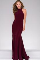 Jovani - Jvn50487 High Halter Laced Up Sides Jersey Gown