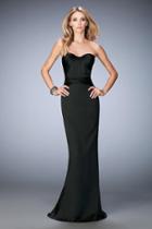La Femme - 22755 Stretch Satin Sheath Dress
