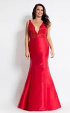 Rachel Allan Curves - 6310 Deep V-neck Mermaid Gown