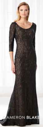 Cameron Blake - 218608w Scoop Quarter Length Sleeves Evening Dress