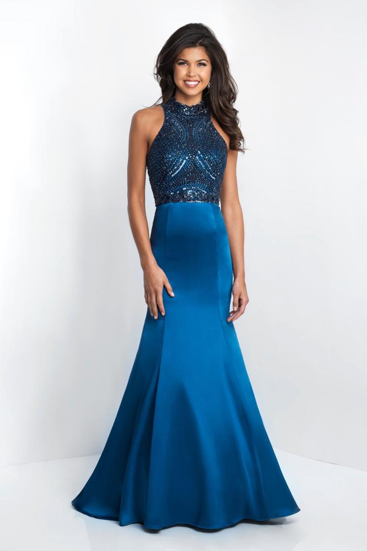 Blush - 11514 Beaded High Halter Fitted Gown