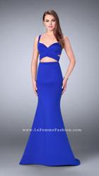 La Femme - Classy Crisscrossed Crop Top Long Evening Gown 24288