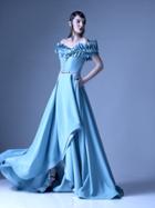 Mnm Couture - G0962 Pleated Off-shoulder A-line Evening Gown