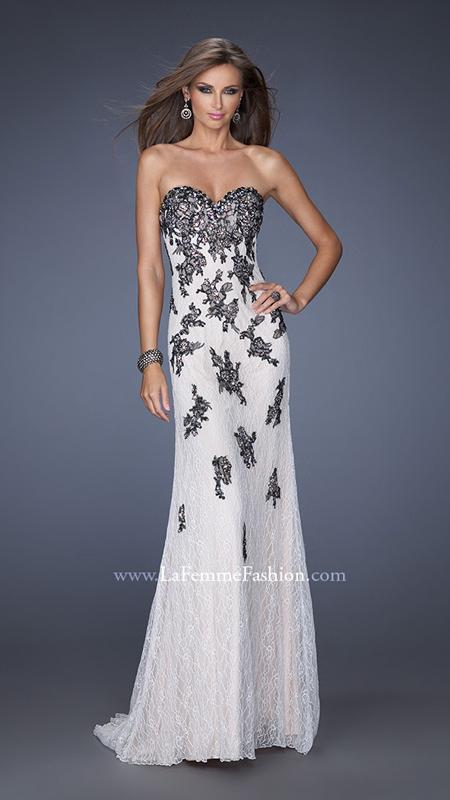 Gigi - Embellished Lace Applique Strapless Evening Dress 20076