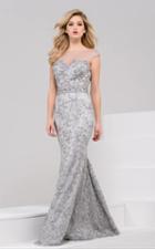 Jovani - 49960 Sheer Neckline And V-back Embroidered Dress