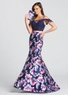 Ellie Wilde - Ew118179 Two-piece Lace Off Shoulder Floral Trumpet Gown