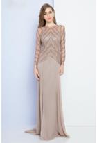 Terani Evening - 1723m4630 Embellished Illusion Jewel A-line Dress