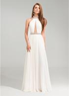 Ashley Lauren - 1103 Rhinestone Beaded High Halter Chiffon A-line Dress