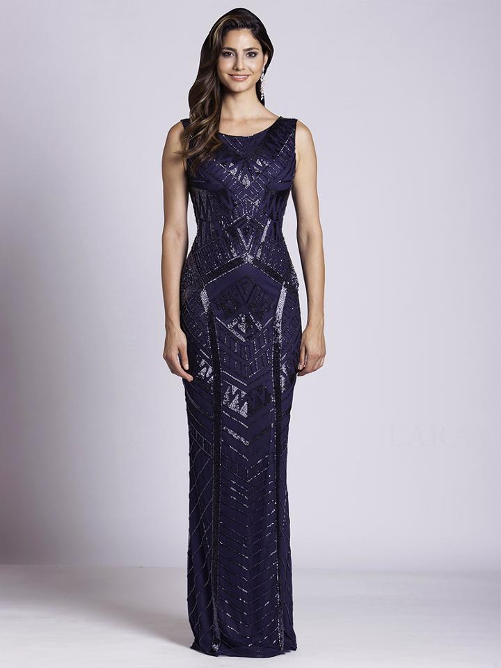 Lara Dresses - 33552 Scoop Neck Beaded Sheath Gown