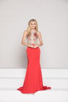 Colors Dress - 1810 Embellished Halter Neck Trumpet Dress