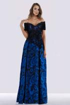 Feriani Couture - 18656 Floral Embroidered Off Shoulder Evening Dress