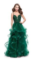 La Femme - 25857 Beaded Lace Deep Sweetheart A-line Dress