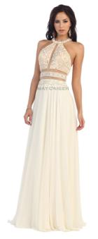 Halter Neckline With Sheer Illusion A-line Dress
