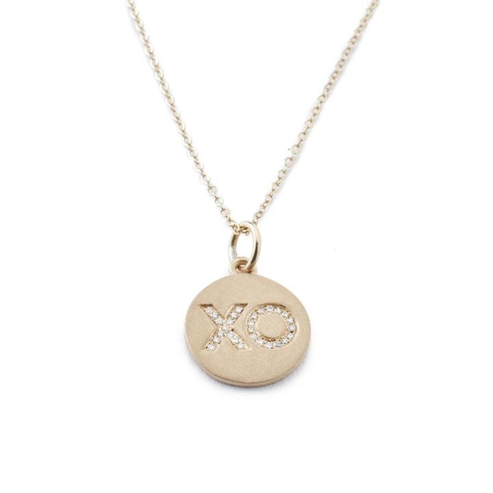 Margaret Elizabeth - Diamond Pavã£â© Xo Disc Charm Necklace