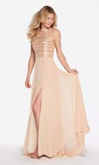 Alyce Paris - 60146 Sleeveless Stripe Beaded High Slit Chiffon Gown
