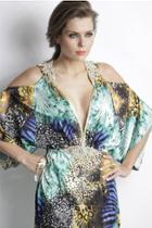 Baccio Couture - Betsy Silk Jungle Green Short Dress