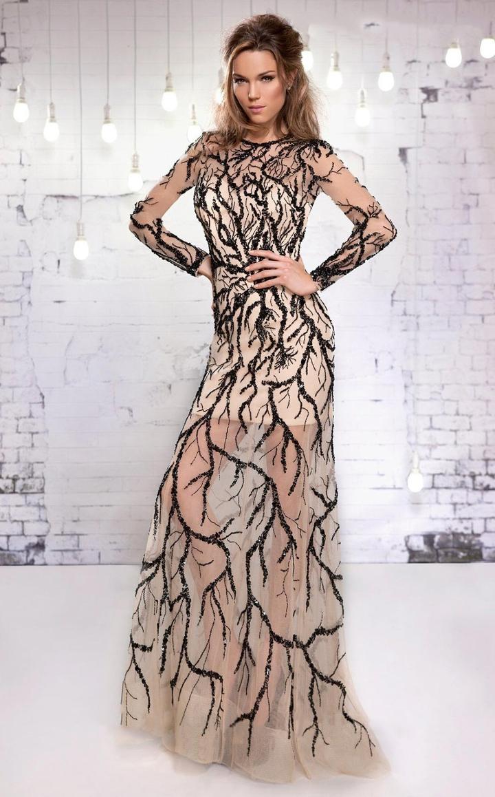 Mnm Couture - 9556 Beaded Illusion Jewel Sheath Dress