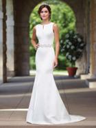 Enchanting By Mon Cheri - 117188 Notched Satin Trumpet Wedding Gown
