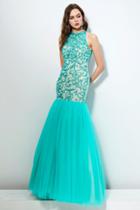 Angela And Alison - 81072 Embellished Halter Mermaid Dress