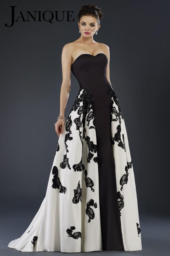 Janique - Congregated A-line Open Overlay Gown W1376