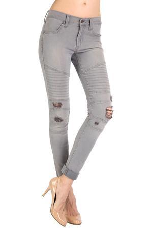 James Jeans Moto Beau Slouchy Boyfriend In Stone Grey