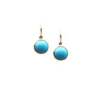 Tresor Collection - Turquoise Simple Round Dangle Earring In 18k Yellow Gold