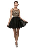 Lace Embellished Illusion A-line Prom Dress