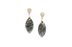 Tresor Collection - 18kt Gold Earring With Pave Diamond And Black Rutile Marquise Drops