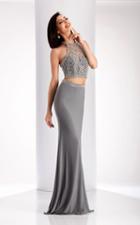 Clarisse - 3006 Crystal Ornate Halter Style Two Piece Gown