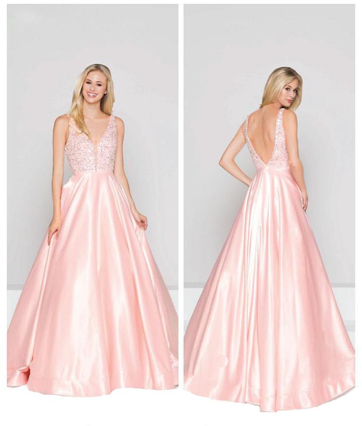 Colors Dress - 1946 Embellished Deep V-neck Ballgown