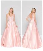 Colors Dress - 1946 Embellished Deep V-neck Ballgown