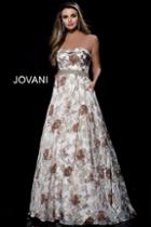 Jovani - 51818 Floral Print Brocade Semi-sweetheart Ballgown