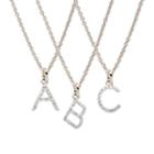 Rachael Ryen - White Gold Petite Diamond Letter Necklace - All Letters Available
