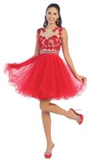 May Queen - Astonishing Embroidered Bateau Illusion A-line Dress Mq1141