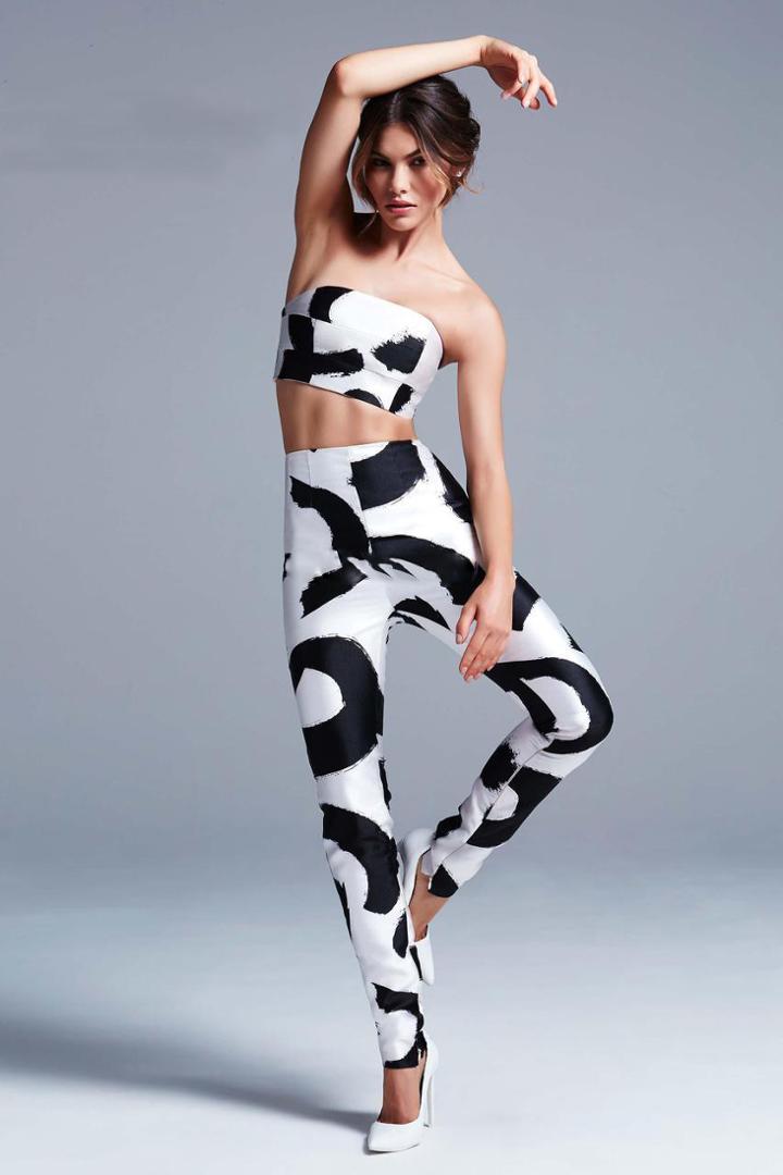 Ieena For Mac Duggal - 30276 Top With Pants In White/black