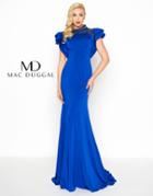 Mac Duggal - 12097r Beaded High Neck Fitted Dress With Train