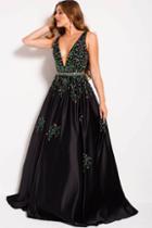 Jovani - 51700 Embellished V Neck Sleeveless Satin Prom Gown