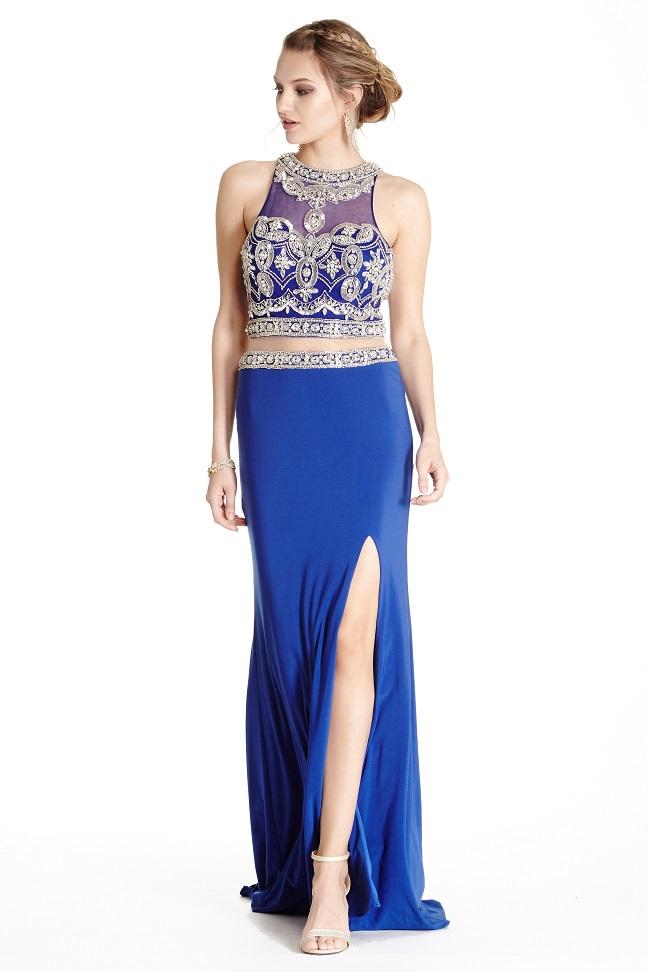 Aspeed - L1757 Two Piece Embellished Halter Sheath Prom Dress