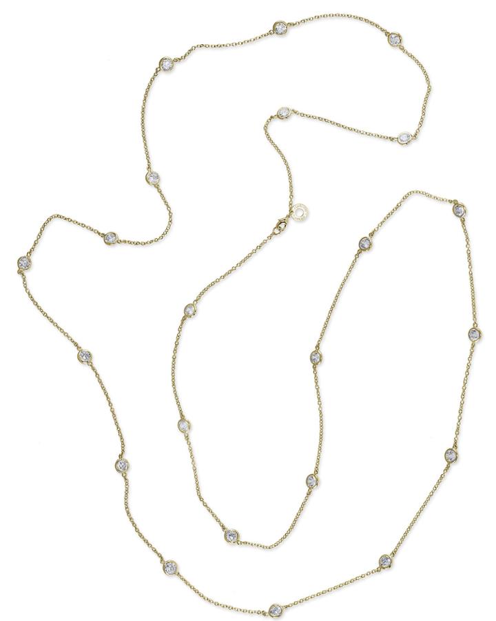 Cz By Kenneth Jay Lane - 58 Gold Plated Station Necklace