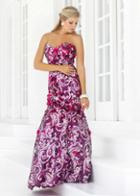 Blush - Strapless Floral Sequined Trumpet Gown 9336